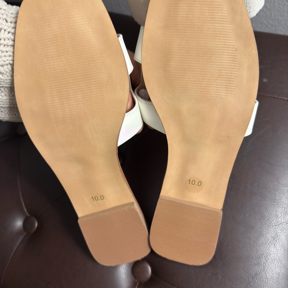 Steve Madden White and Tan Sandals